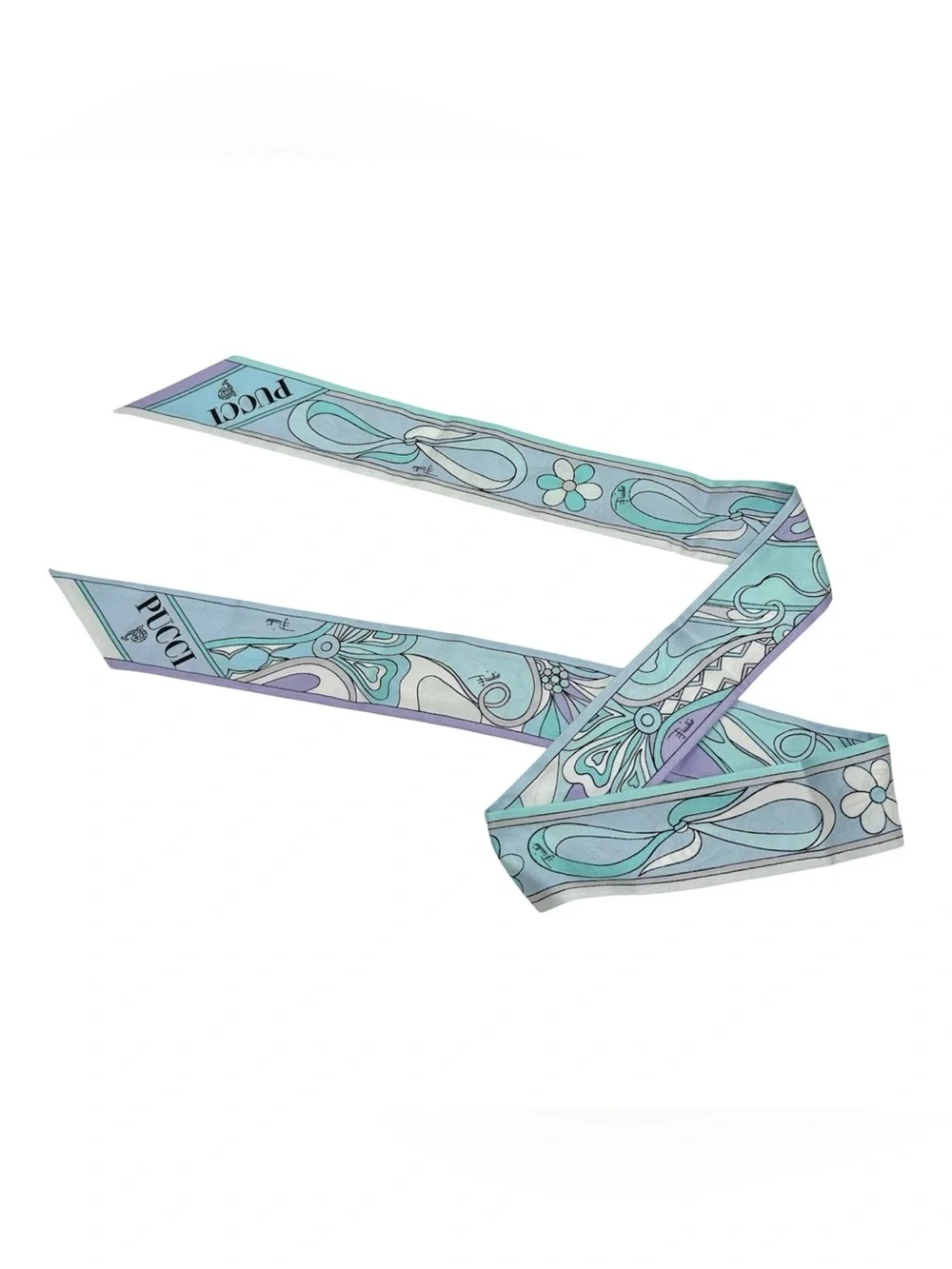 Emilio Pucci Aqua & Lavender Silk Twilly Scarf